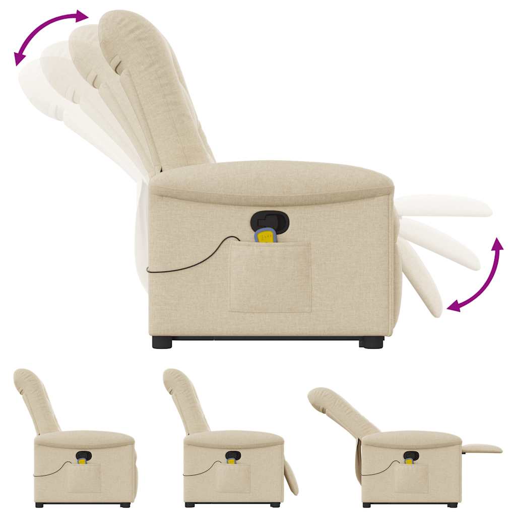 Massagesessel mit Aufstehhilfe Hellgrau Stoff