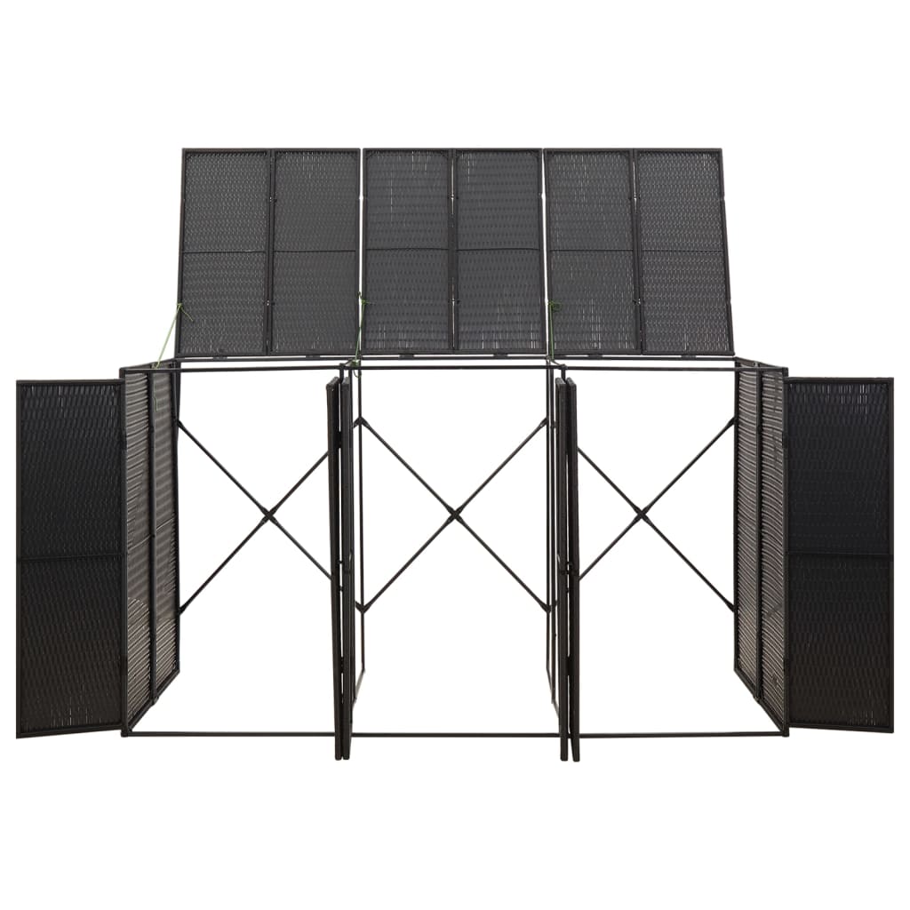Mülltonnenbox für 1 Tonne Schwarz 70x80x117 cm Poly Rattan