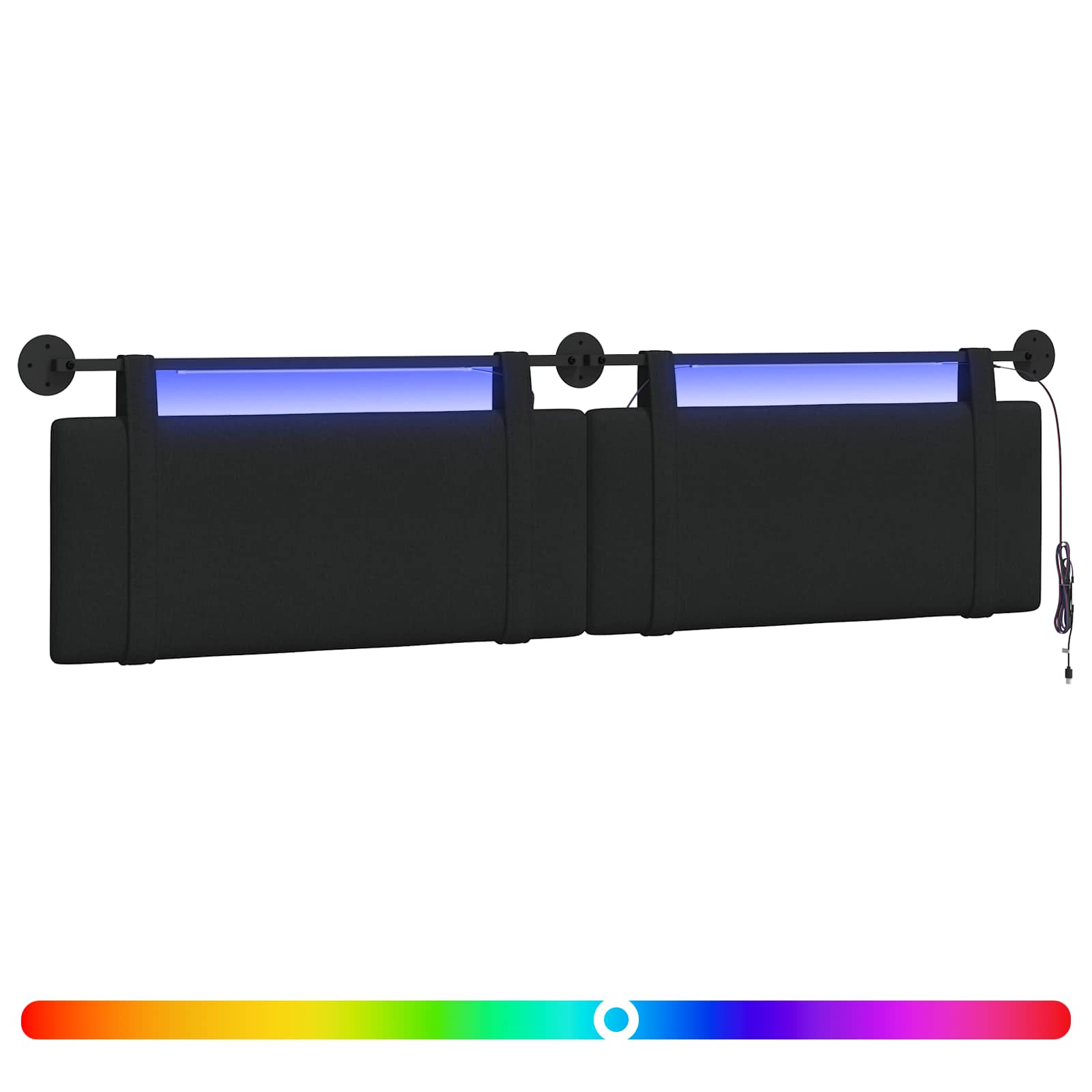 Hängendes Kopfteil Mit LED Licht Wolkengrau Stoff