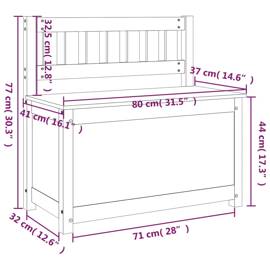 Sitzbank 80x41x77 cm Massivholz Kiefer