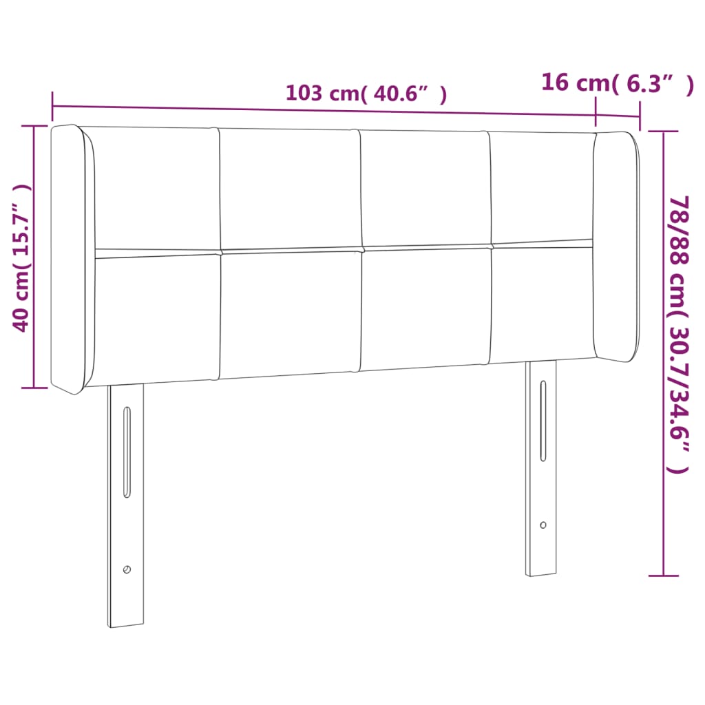 Kopfteil mit Ohren Dunkelblau 93x16x78/88 cm Samt
