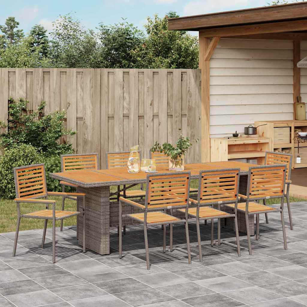 Garten Essgruppe 9 pcs Schwarz und Braun Poly-Rattan