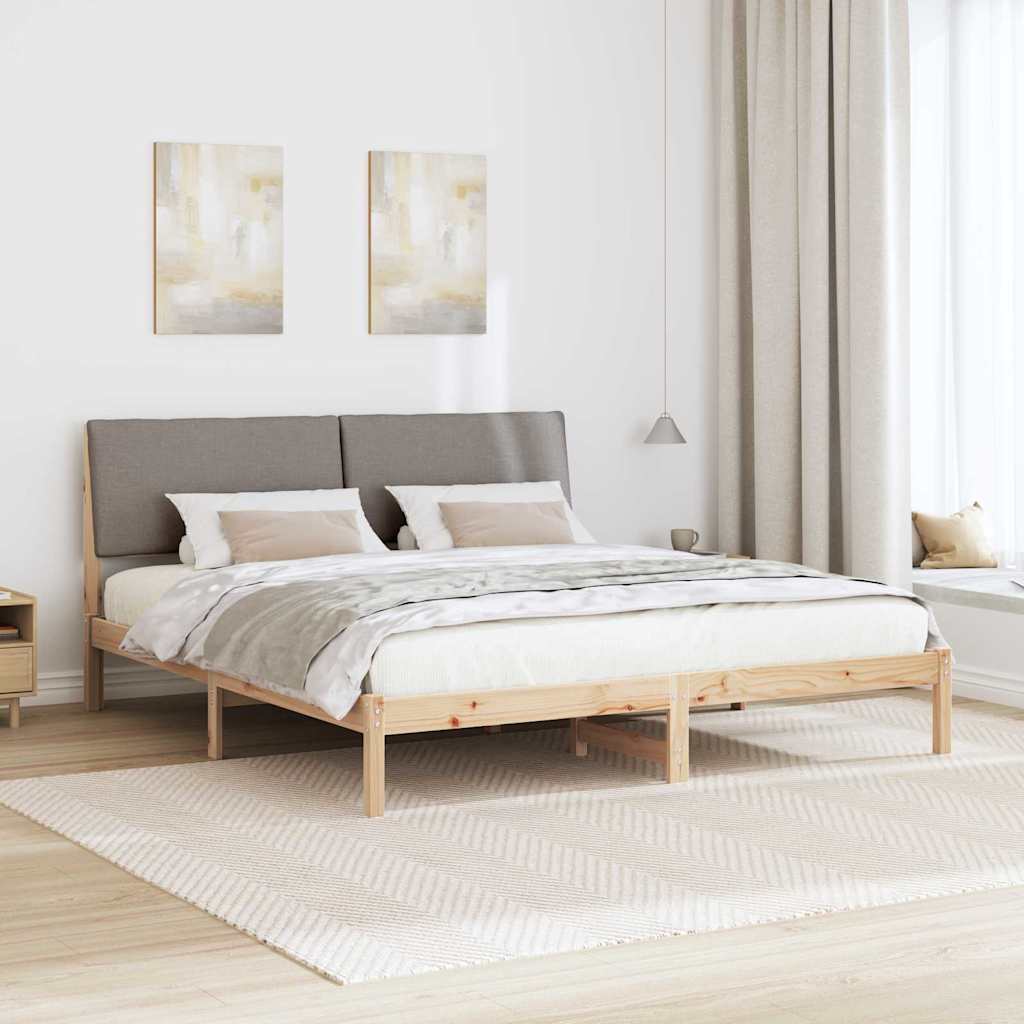 Bettgestell Braun und hellgrau 200 x 200 cm Massivholz Kiefer