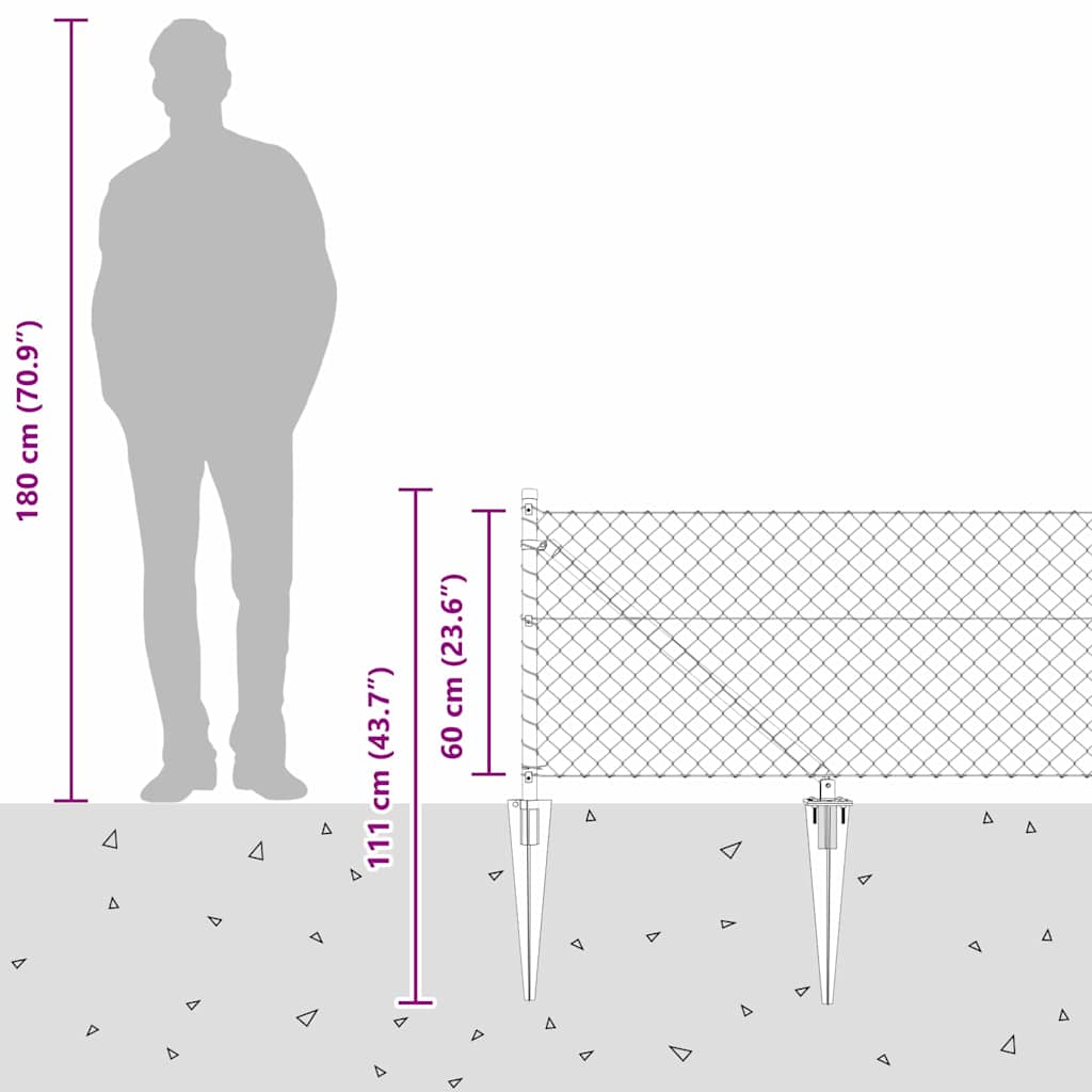Outdoor Kettenglied-Zaun Erdfixierung 10 x 0,4 m Grün Netz