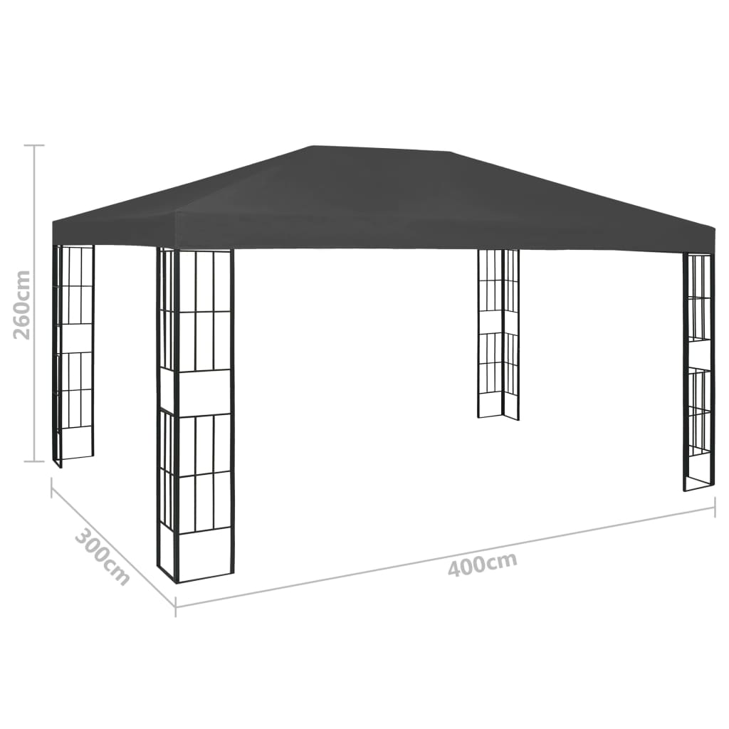 Pavillon mit LED-Lichterkette 3x3 m Taupe