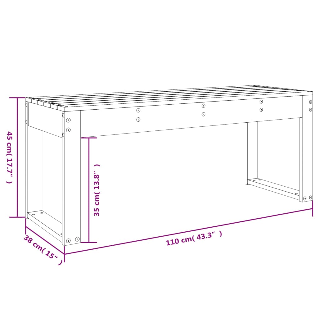 Gartenbank 80x38x45 cm Massivholz Kiefer