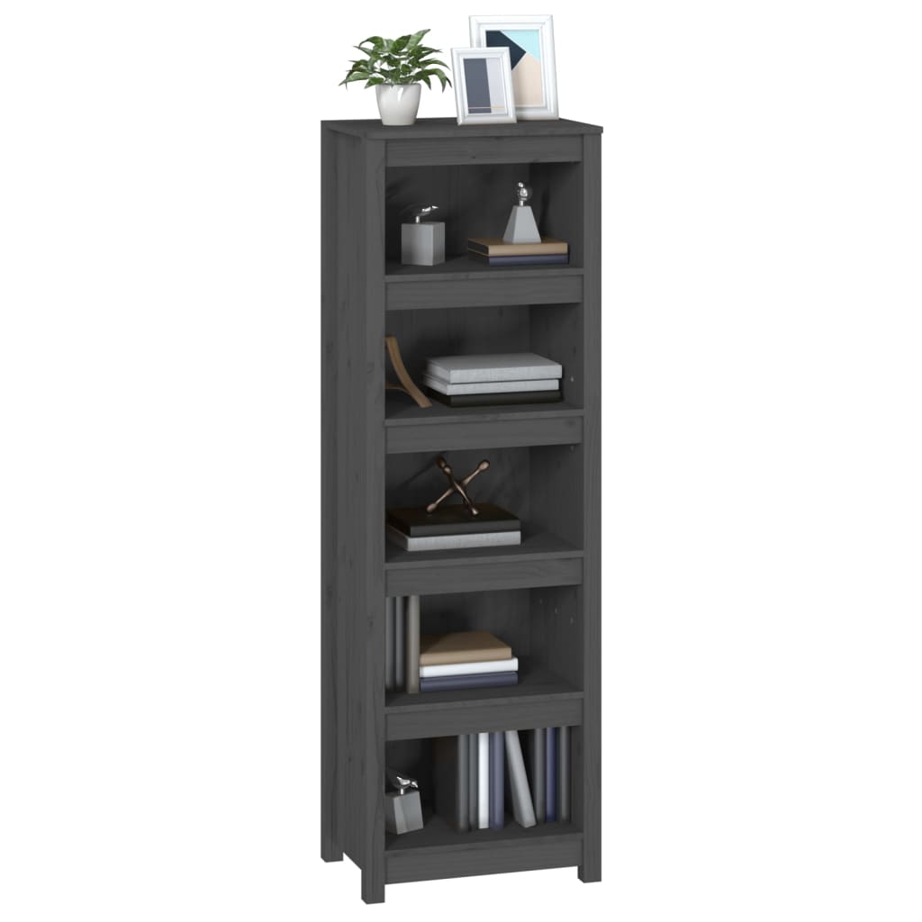 Bücherregal Grau 80x35x68 cm Massivholz Kiefer