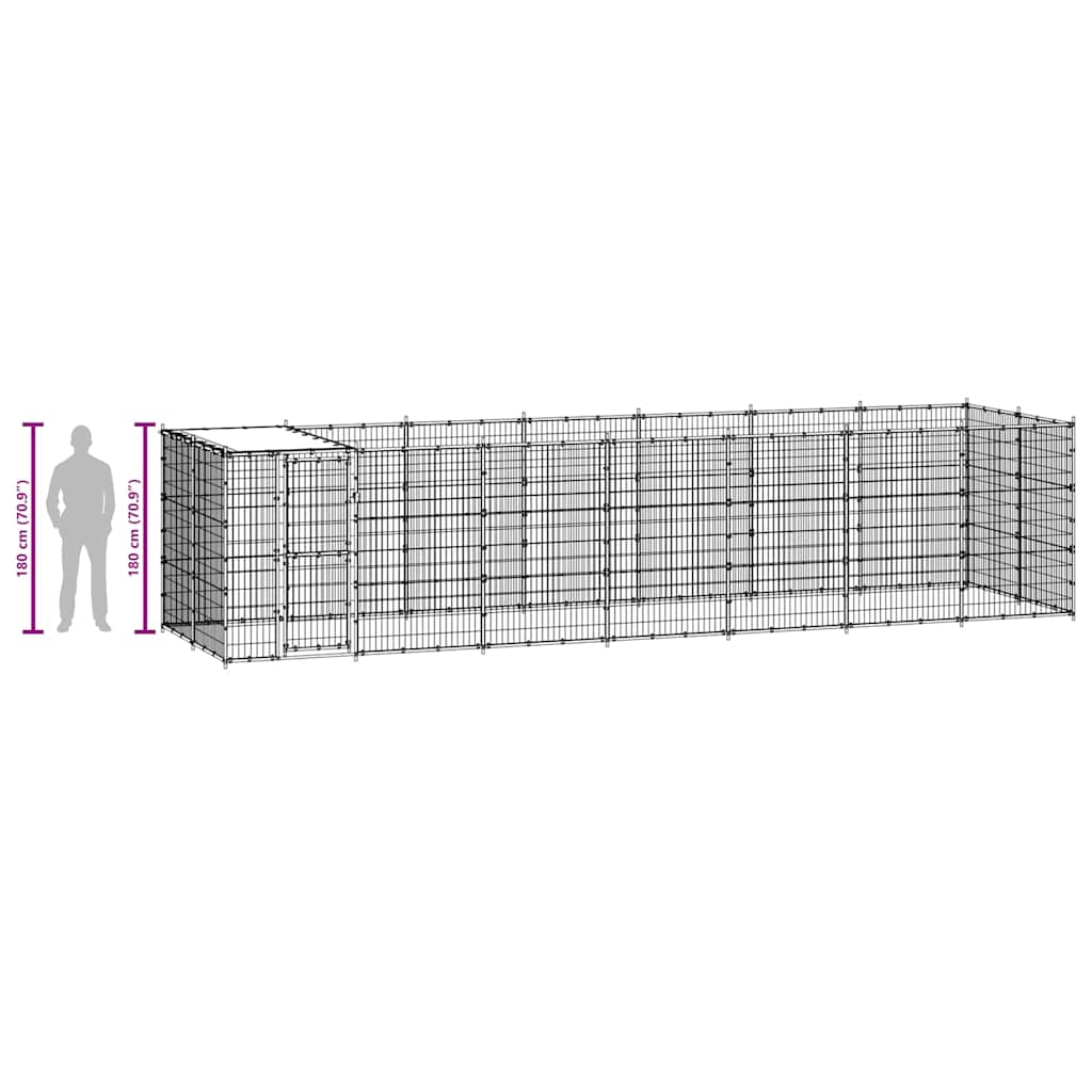 Outdoor-Hundezwinger mit Überdachung Stahl 7,26 m²