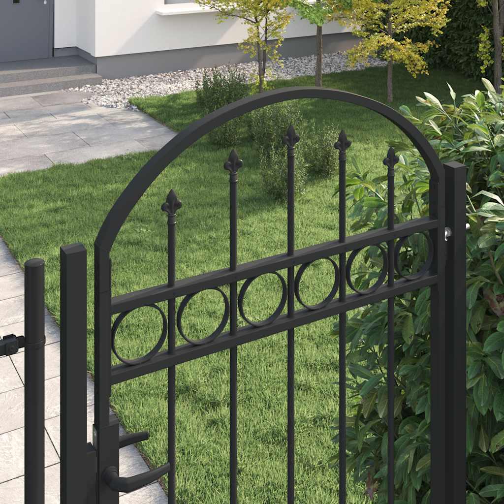 Gartentor ASSEN mit Bogenabschluss Stahl 102 x 125 cm Schwarz