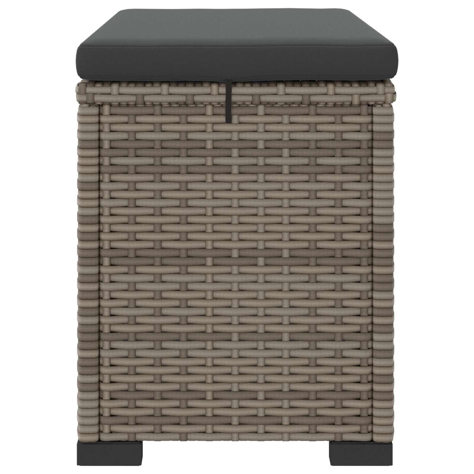 Hocker mit Kissen Schwarz 40x30x40 cm Poly Rattan