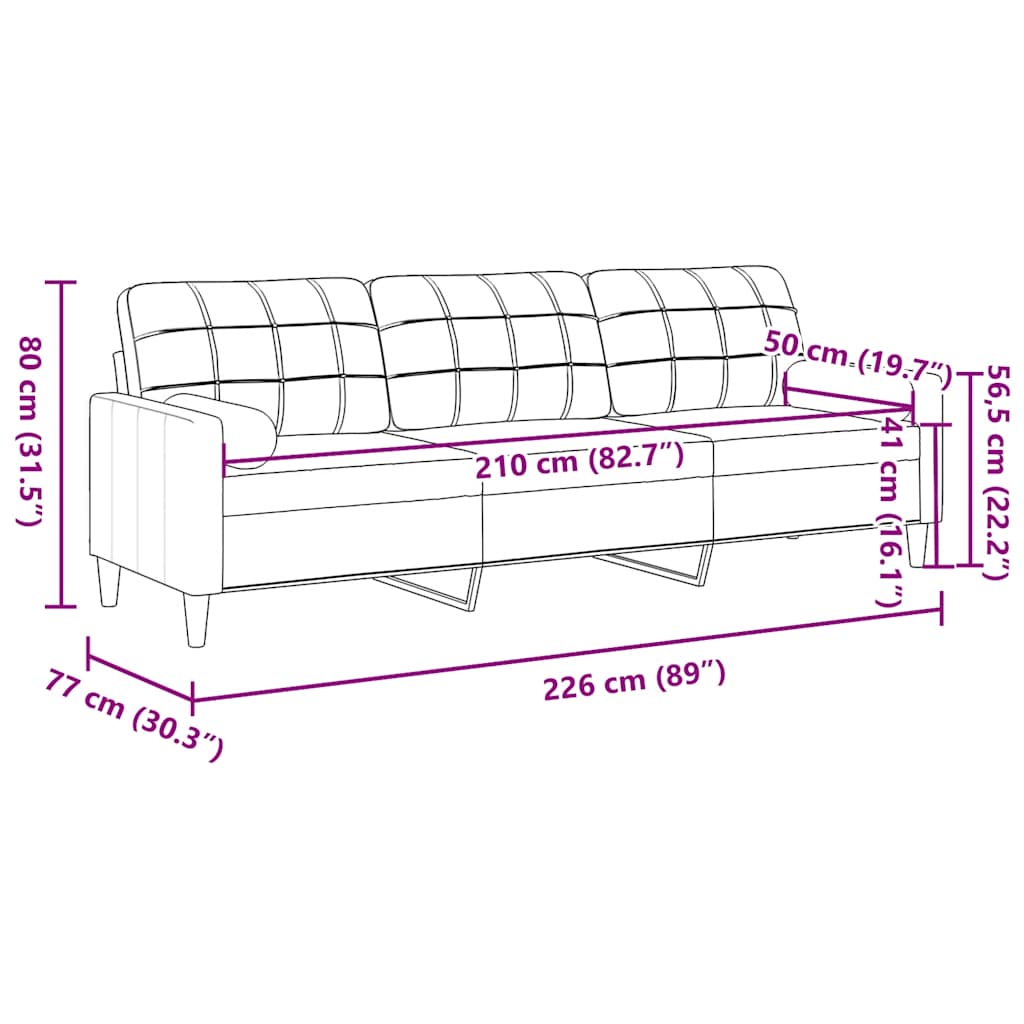2-Sitzer-Sofa mit Zierkissen Hellgrau 120 cm Samt