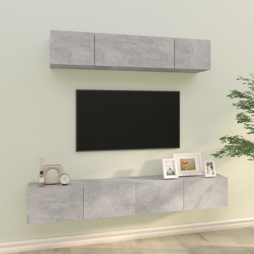 4-tlg. TV-Schrank-Set Weiß Holzwerkstoff