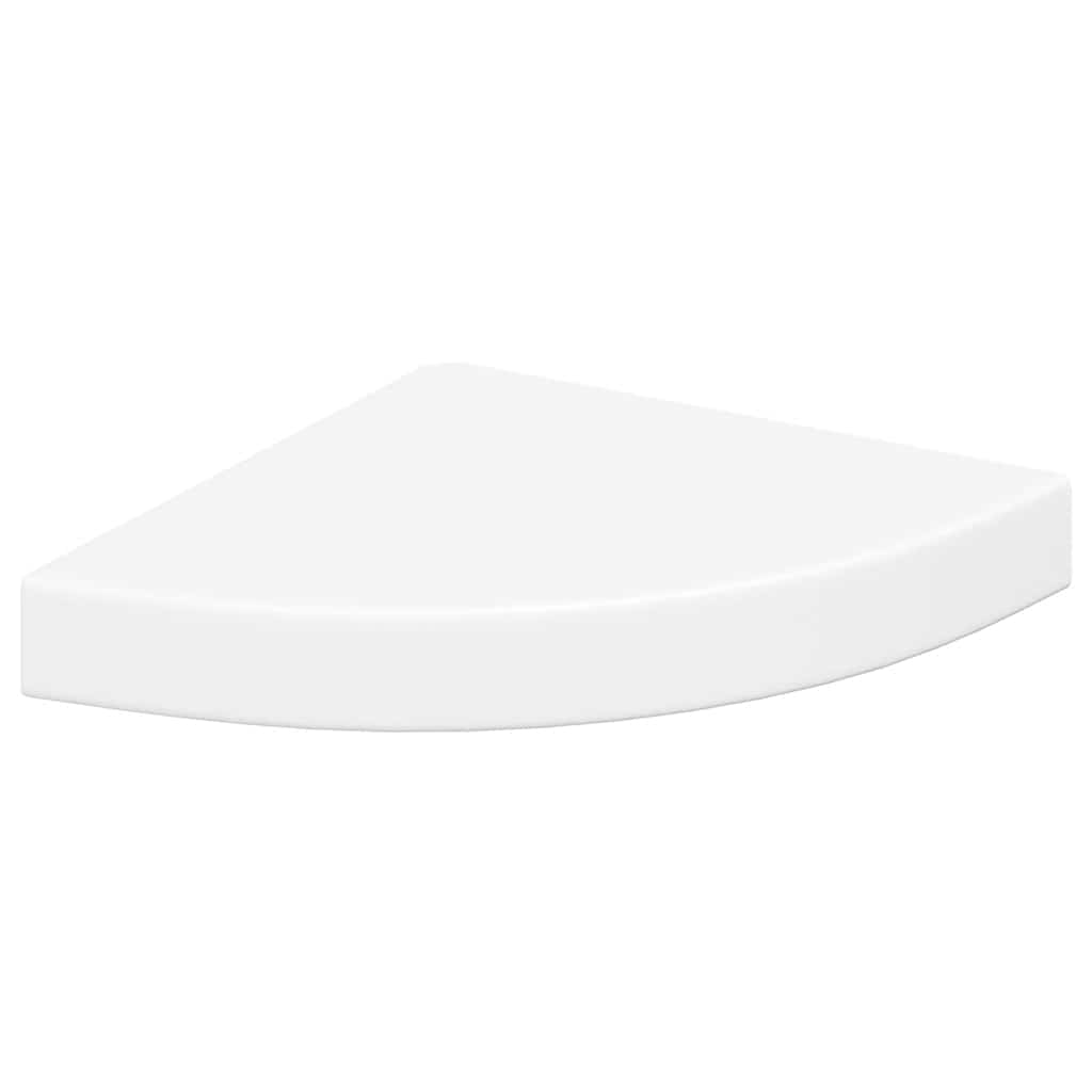Schwebende Eckregale 2 Stk. Hochglanz-Weiß 25x25x3,8 cm MDF