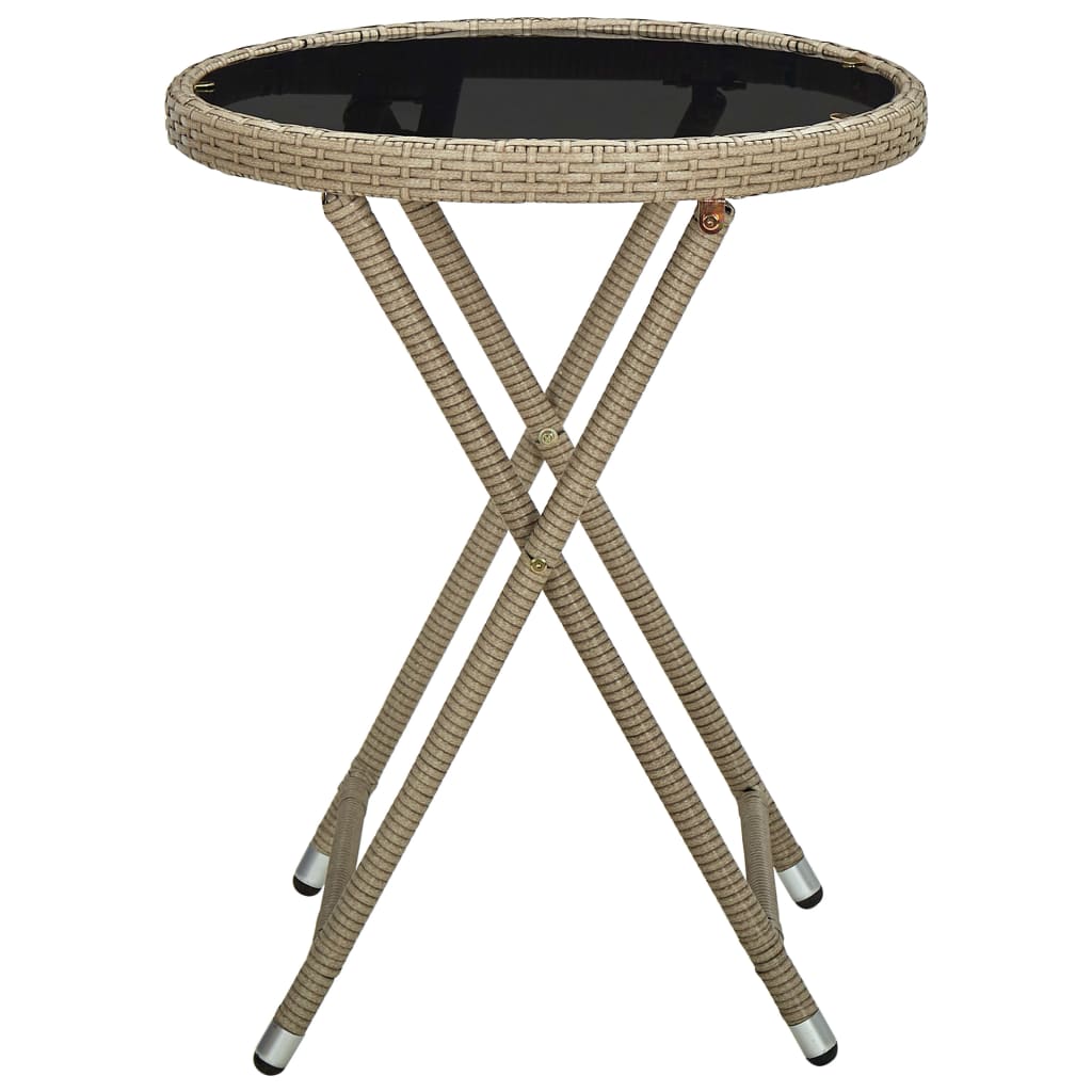Beistelltisch Braun 60 cm Poly Rattan und Hartglas