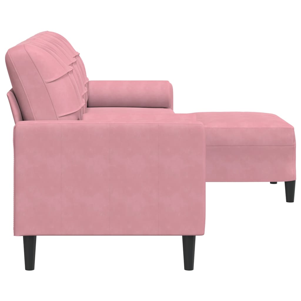 3-Sitzer-Sofa mit Hocker Hellgrau 180 cm Samt