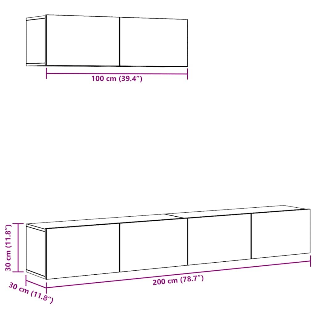 3-tlg. TV-Schrank-Set Weiß Holzwerkstoff