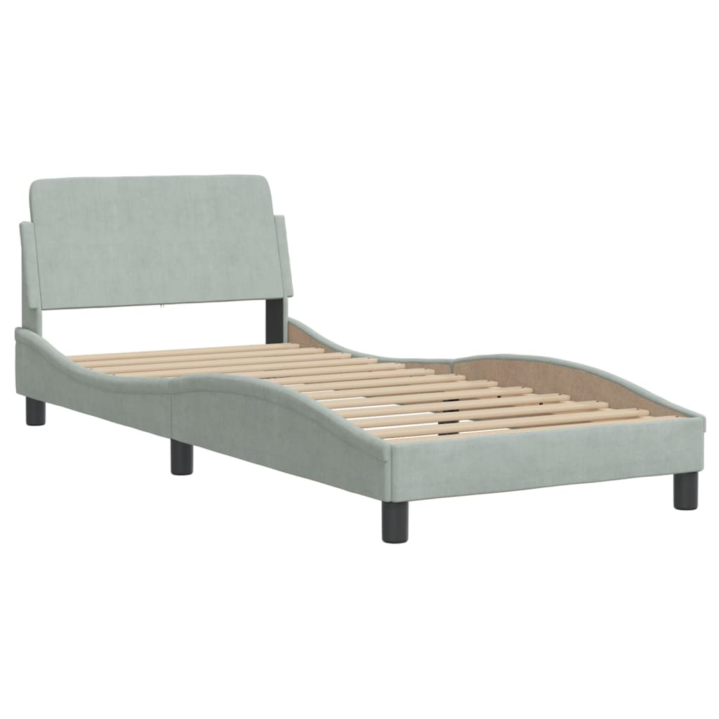 Bett mit Matratze "Hanko" Hellgrau 80x200 cm Samt