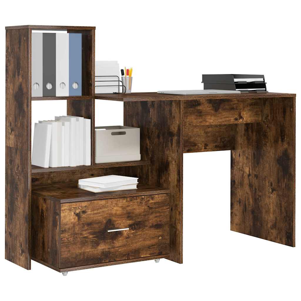 Schreibtisch mit Regal Weiß 131,5 x 50 x 106,5 cm Holzwerkstoff