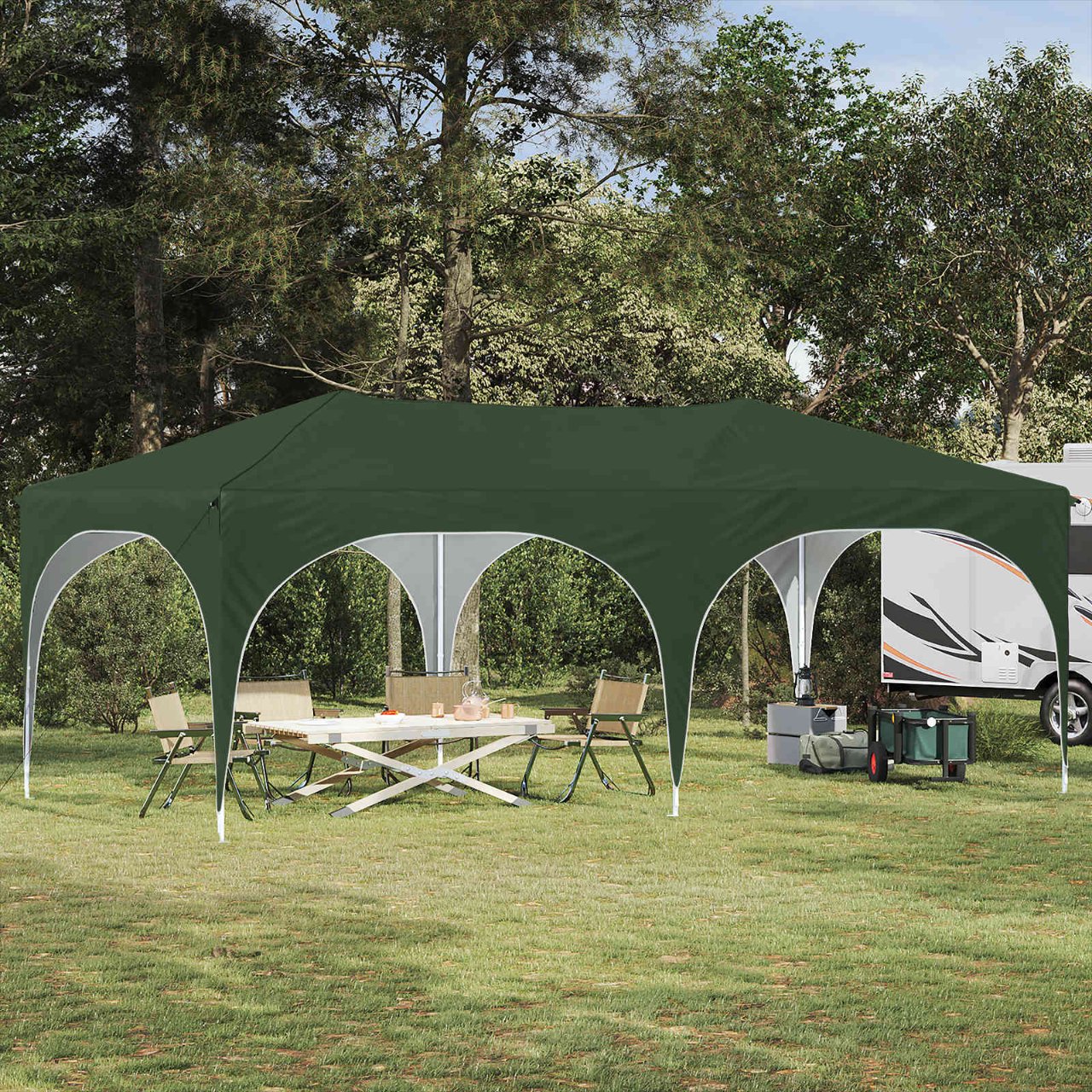 Pop-up Partyzelt 575 x 288 x 245 cm Creme Oxford-Stoff