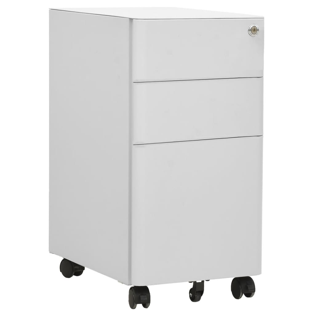 Aktenschrank mit Rollen Weiß 30x45x59 cm Stahl