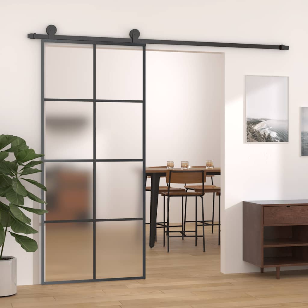 Schiebetür mit Beschlag 76x205 cm ESG-Glas & Aluminium