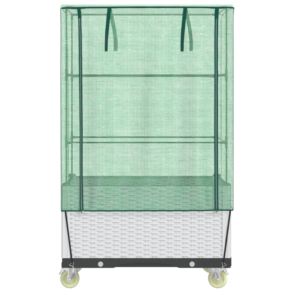Hochbeet mit Aufsatz und Rollen Rattan-Optik 80x50x182 cm
