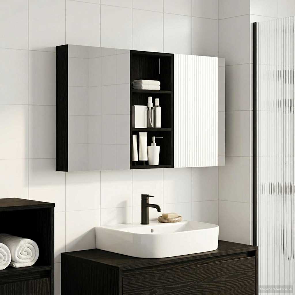 Badezimmerschrank-Set 3 pcs 80 x 10,5 x 50 cm Holzwerkstoff