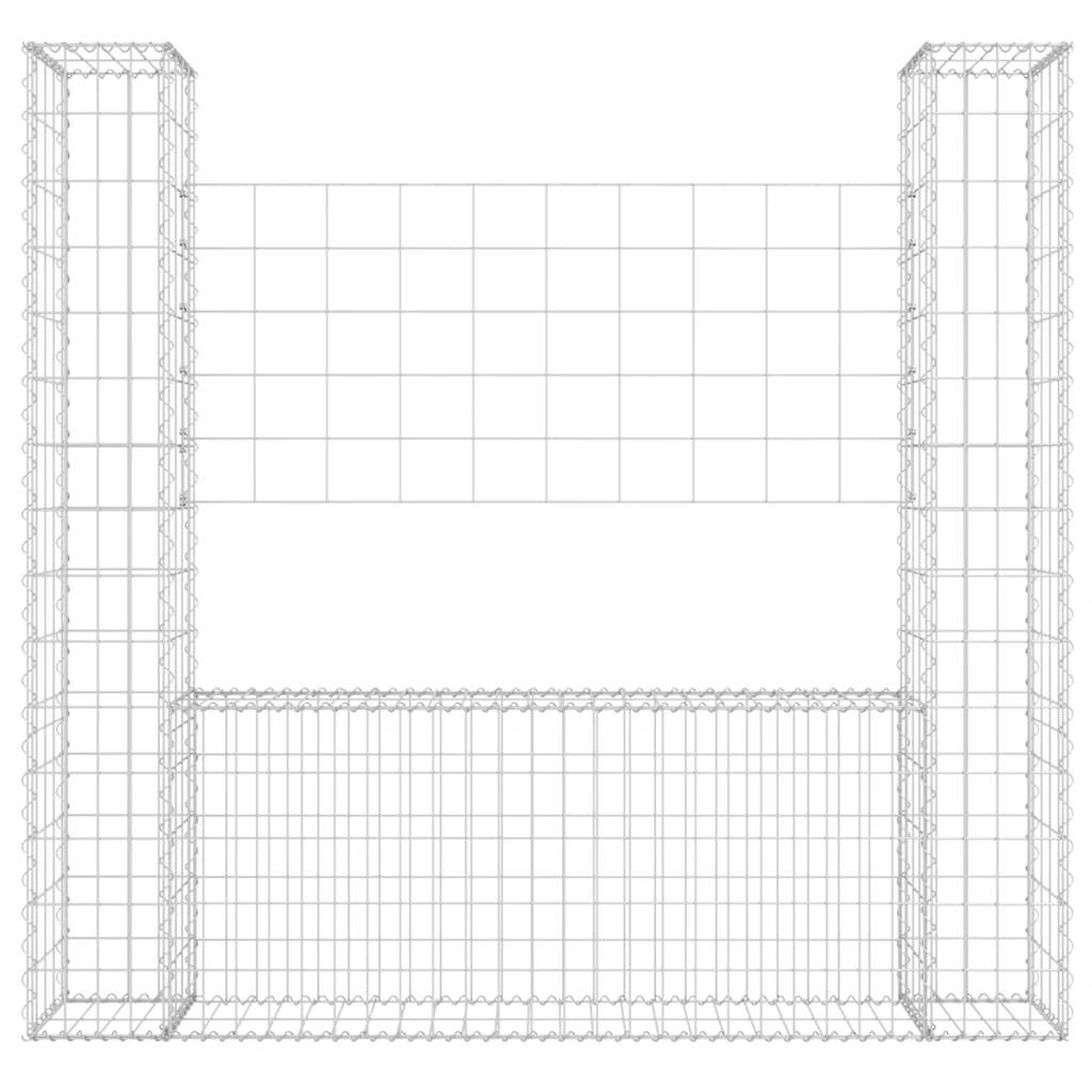 Gabionenkorb U-Form mit 2 Säulen Eisen 140x20x150 cm