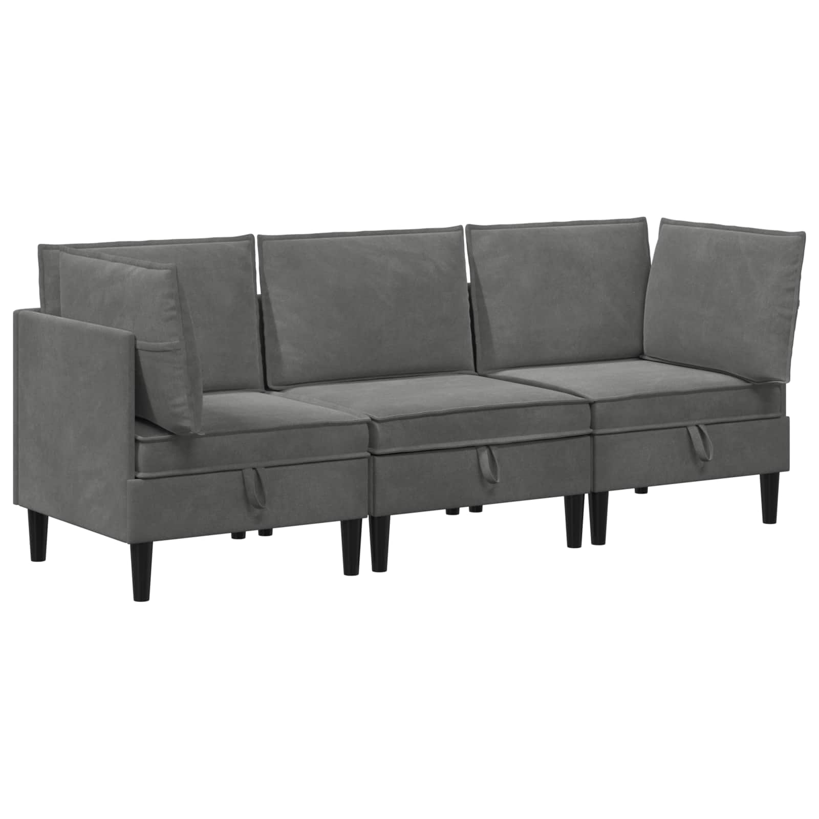 Wohnzimmergarnitur mit Kissen mit Speicher 3 pcs Hellgrau Samt