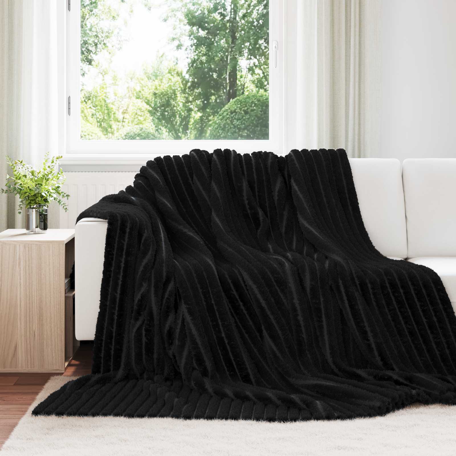 Überwurfdecke Beige 150 x 130 cm Fleece