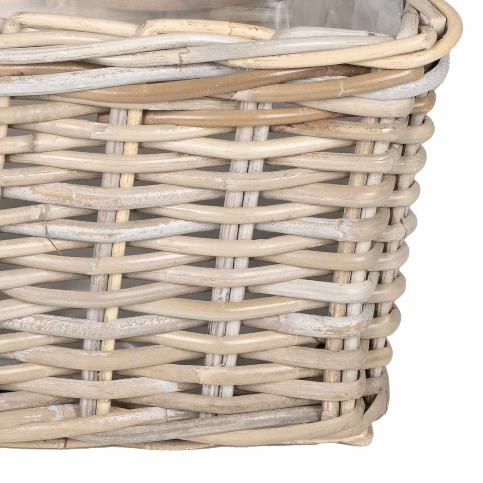 Blumentopfkorb mit Speicher 3 Stk. Natürliches Grau Kubu Rattan