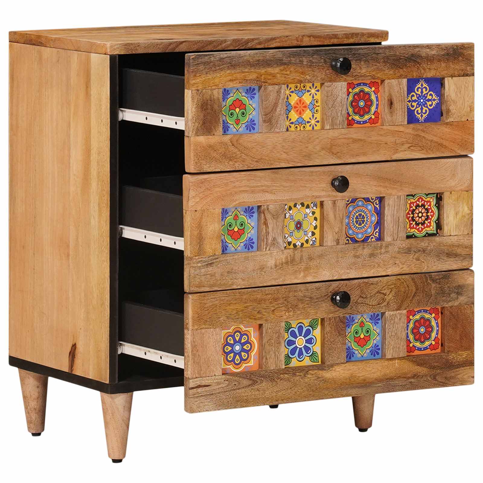 Nachttisch Braun 50 x 33 x 62 cm Massivholz Mango