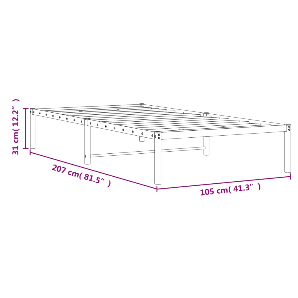 Bettgestell Metall Schwarz 75x190 cm