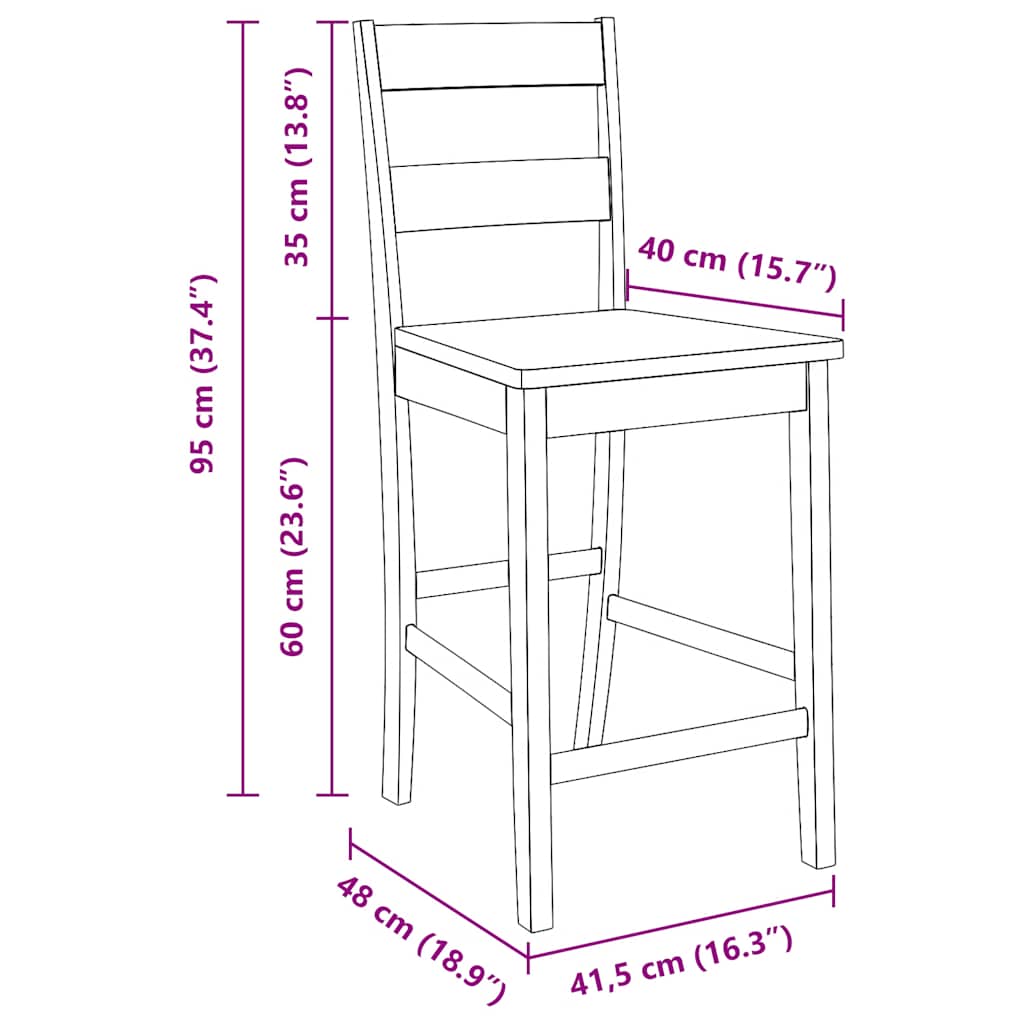 Barhocker mit Kissen 2 Stk. Braun Massivholz Gummibaum