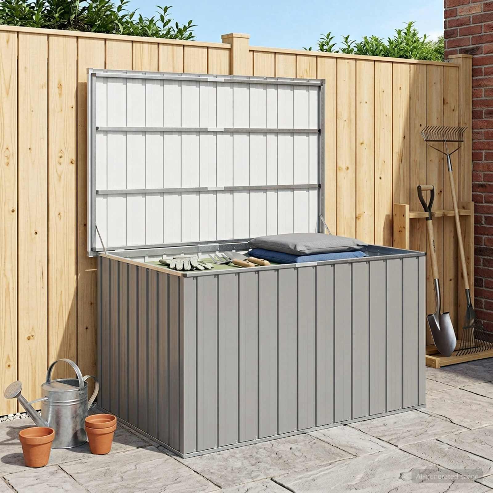 Außenlagerbox Holz 109 x 67 x 65 cm Verzinkter Stahl