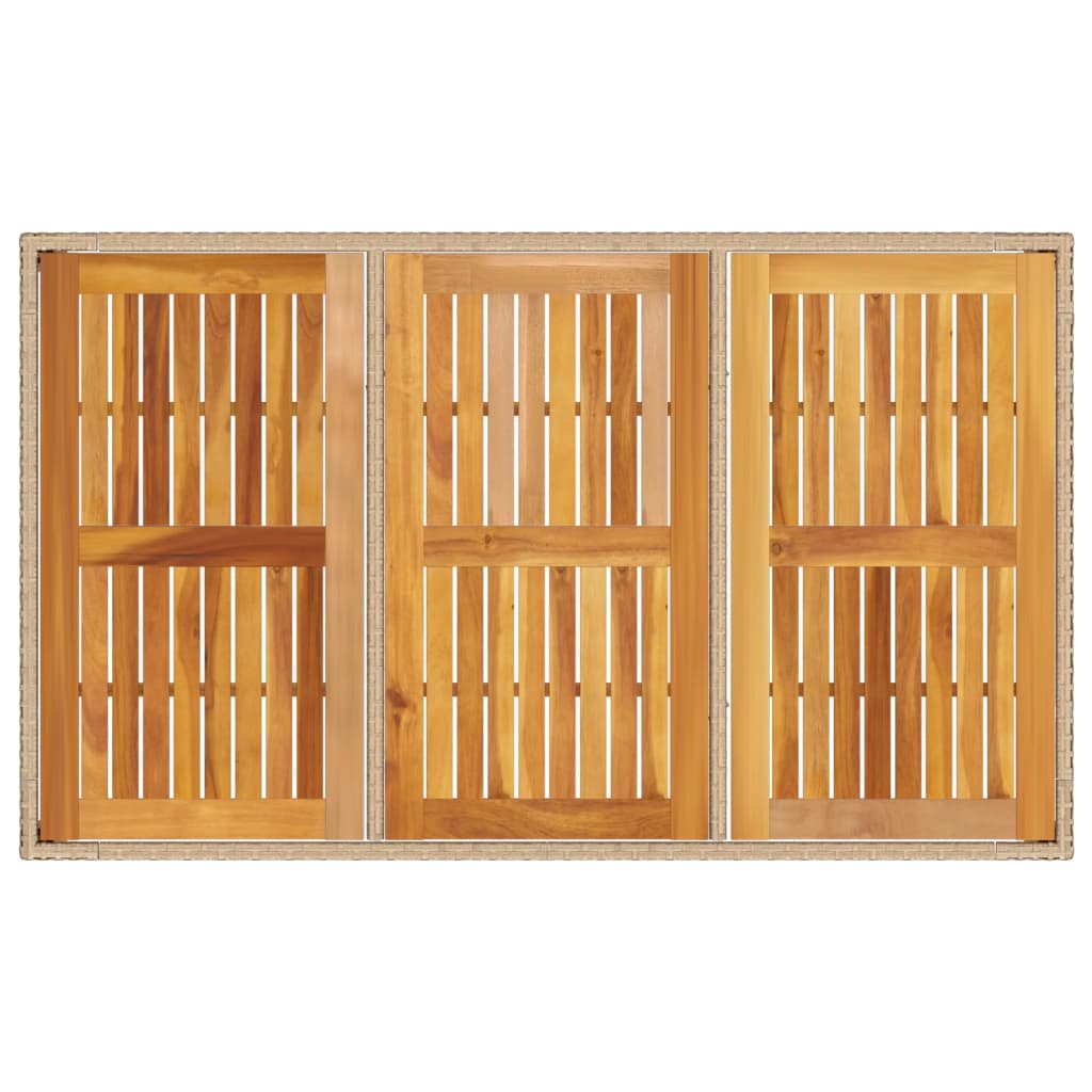 Gartentisch 190x90x75 cm Akazienholz und Poly Rattan Schwarz