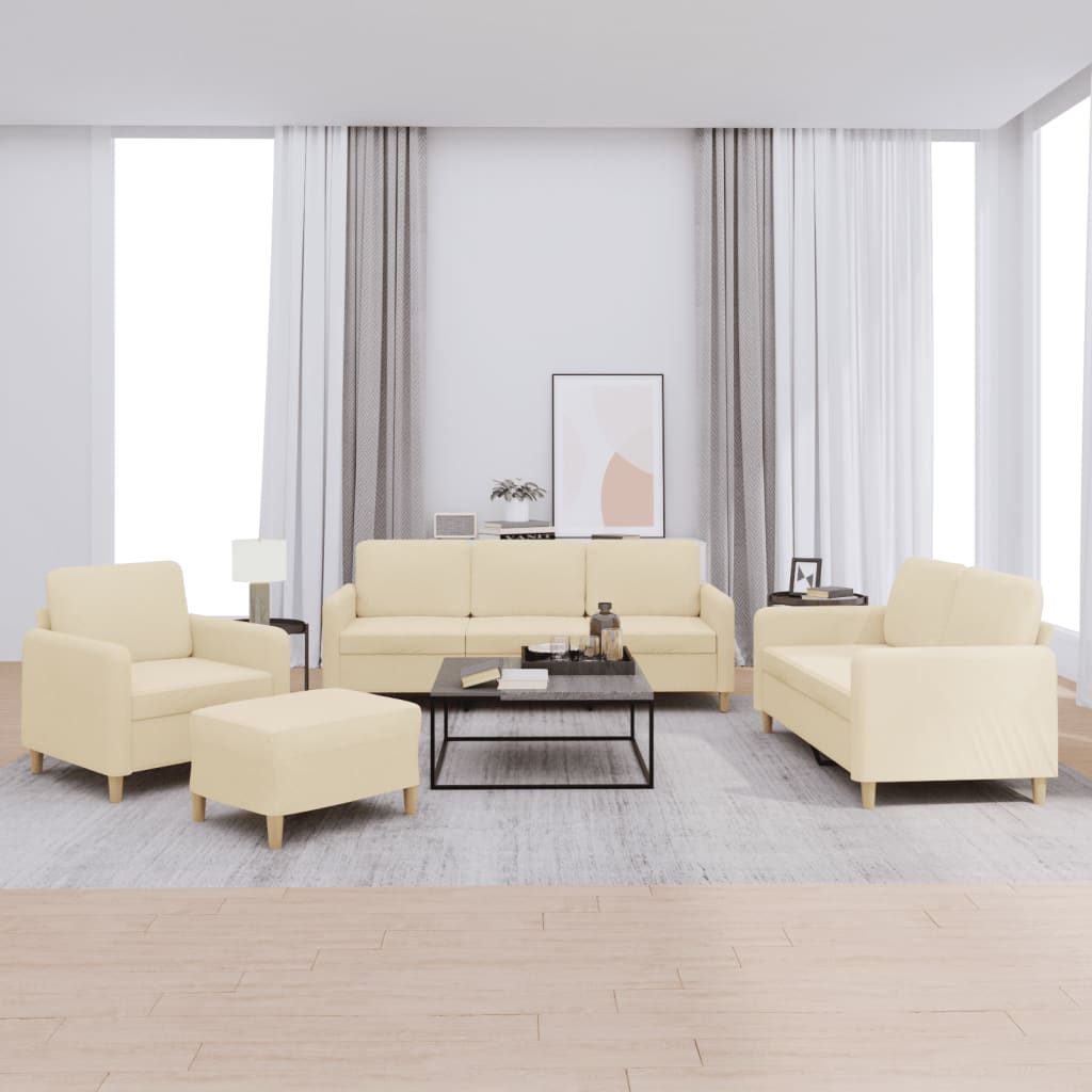 4-tlg. Sofagarnitur mit Kissen Braun Stoff