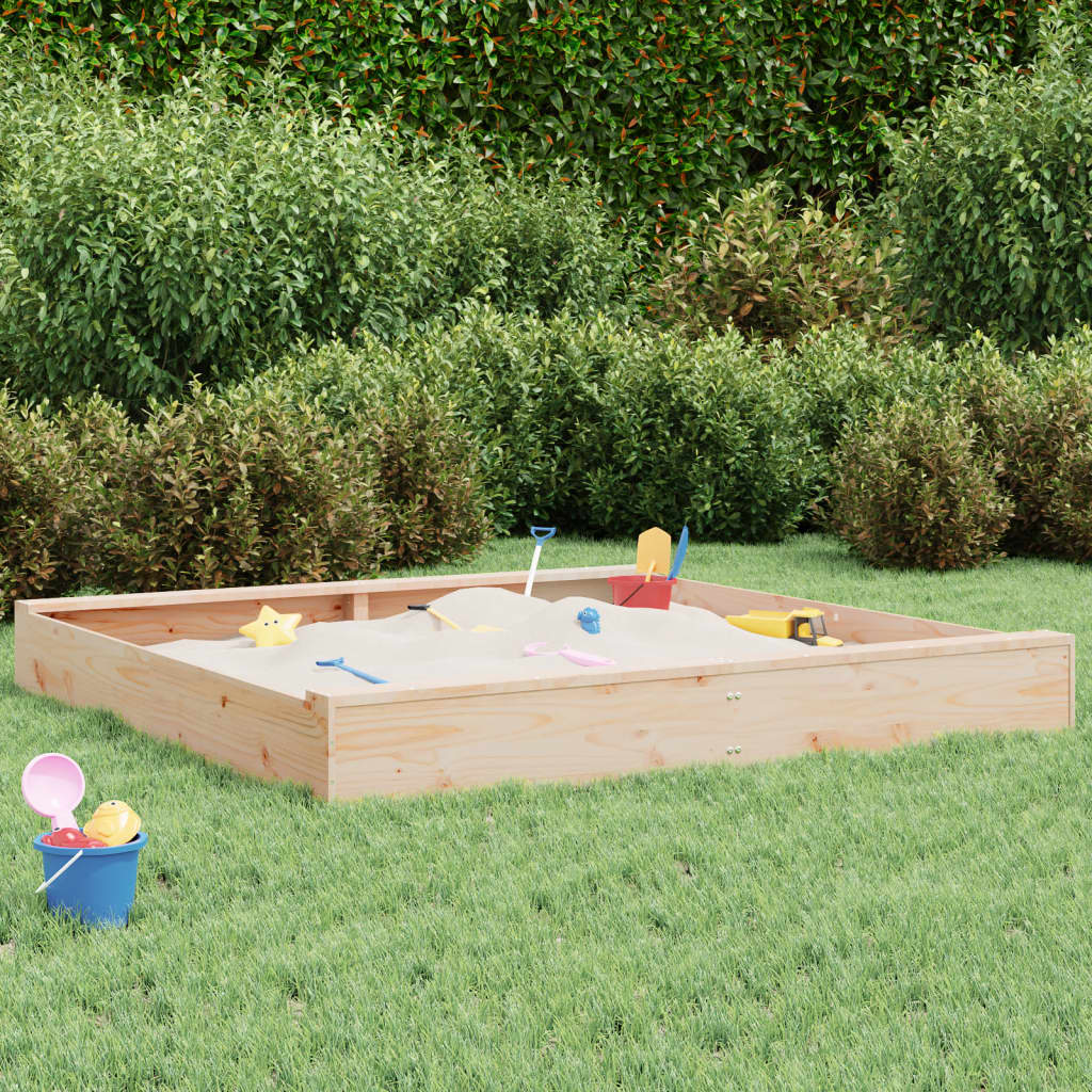 Sandkasten mit Sitzen Honigbraun Quadratisch Massivholz Kiefer