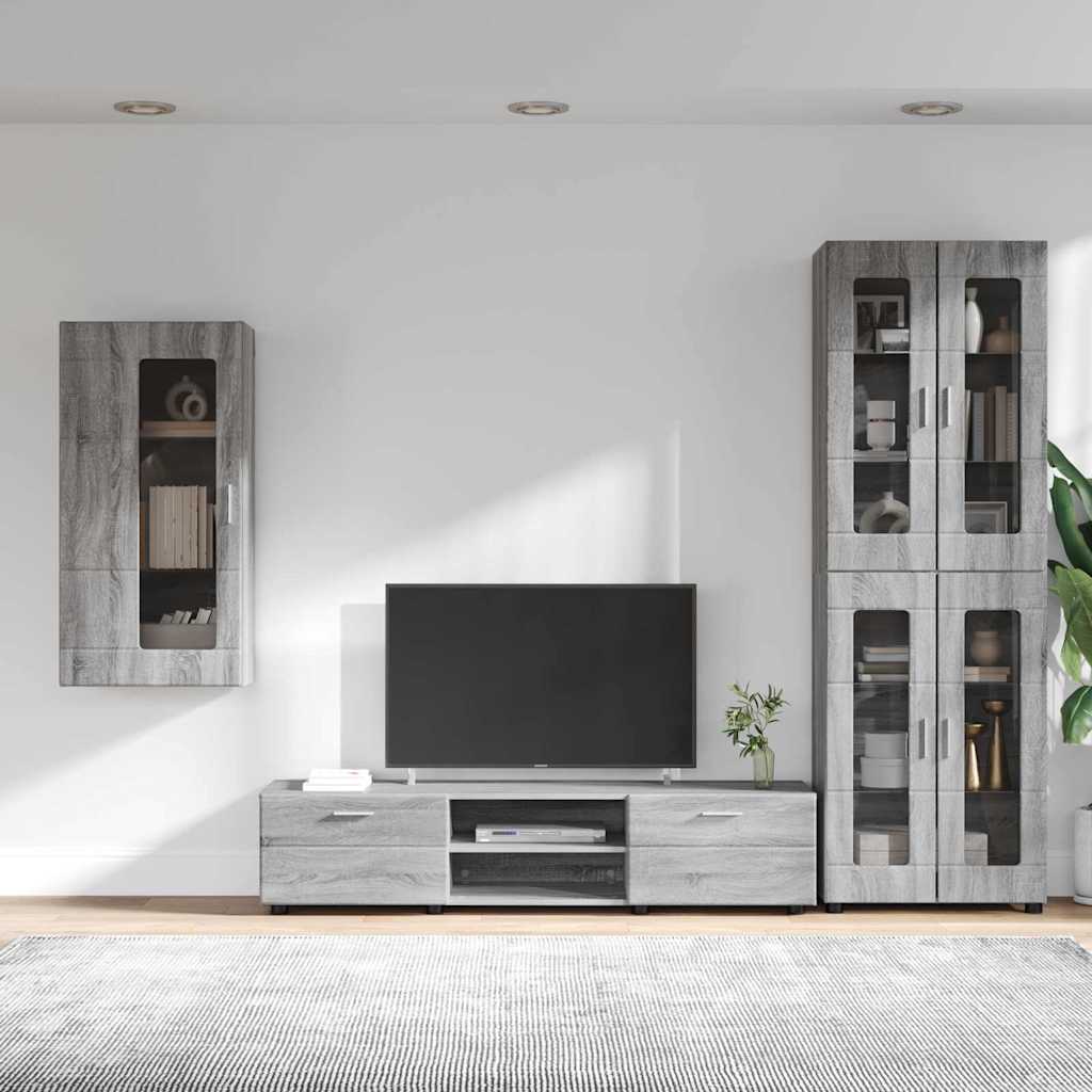 Highboard mit Regal FLORIN Weiß 60 x 35 x 182 cm Holzwerkstoff