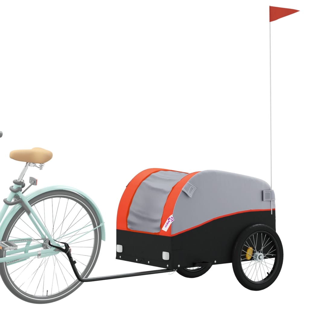 Fahrradanhänger Schwarz und Orange 30 kg Eisen