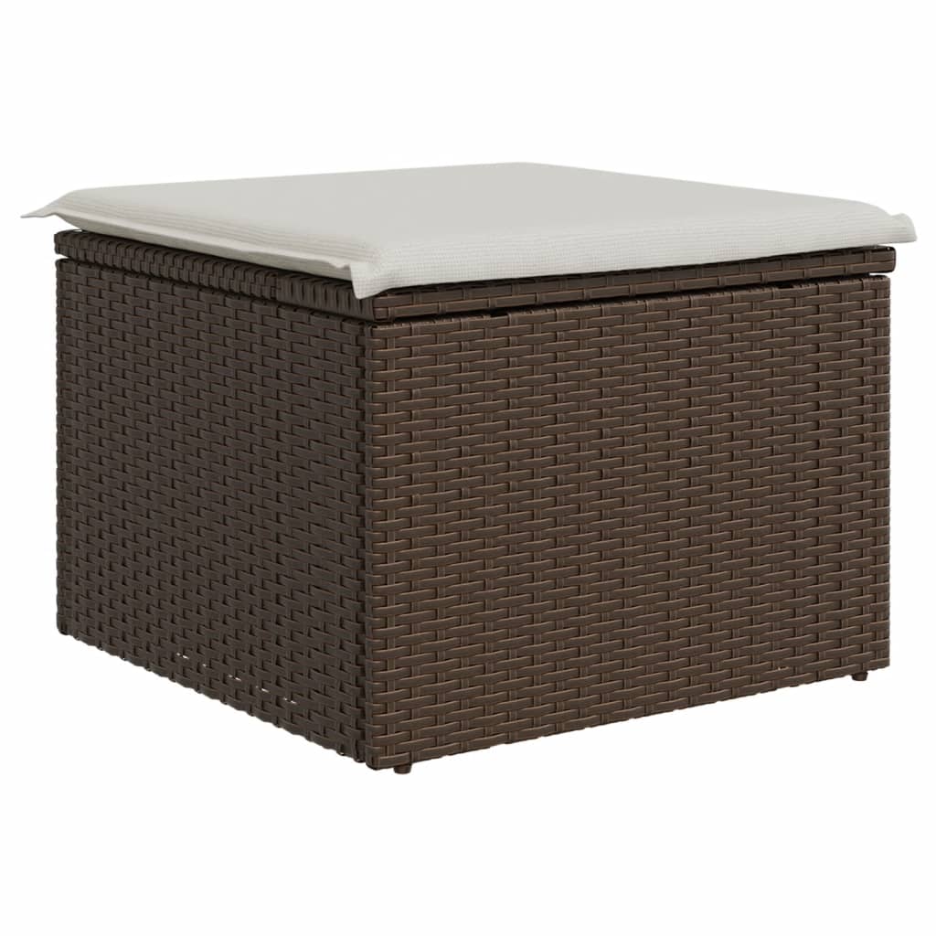 Gartenhocker mit Kissen Schwarz 55x55x37 cm Poly Rattan
