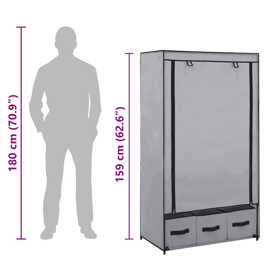 Kleiderschrank Schwarz 87 x 49 x 159 cm Stoff