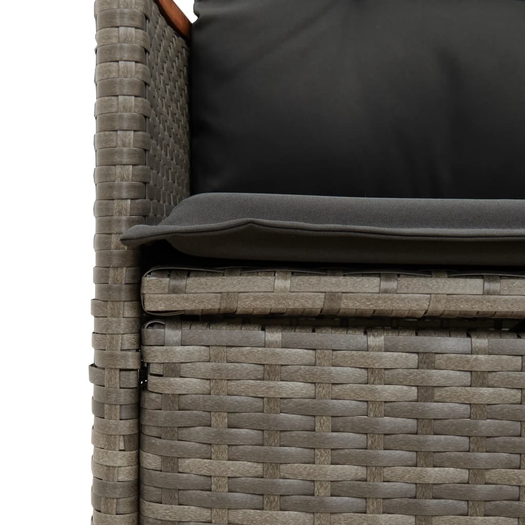 Gartensessel Verstellbar mit Kissen Schwarz Poly Rattan