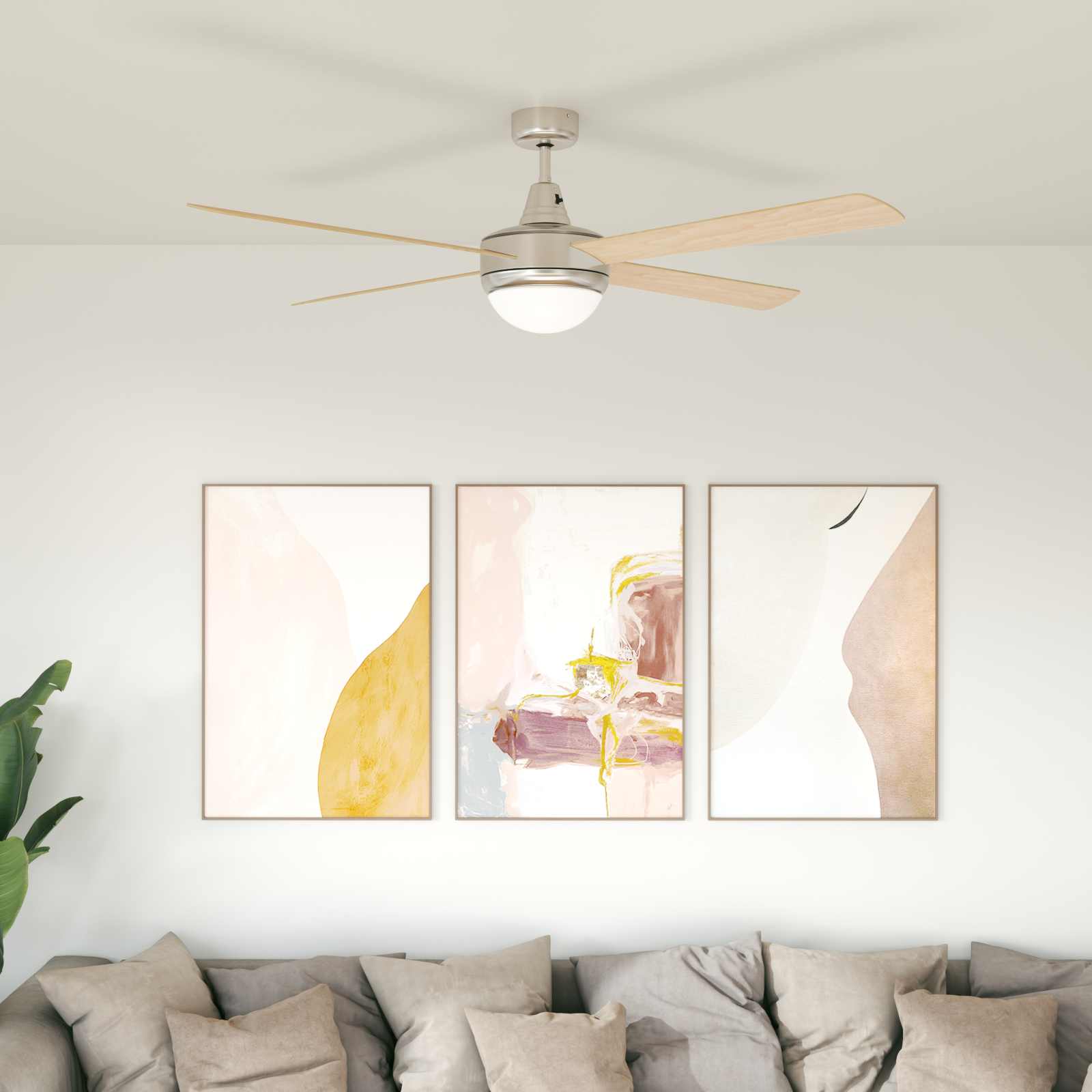 Deckenventilator mit Licht und Fernbedienung Ø 130 cm Weiß