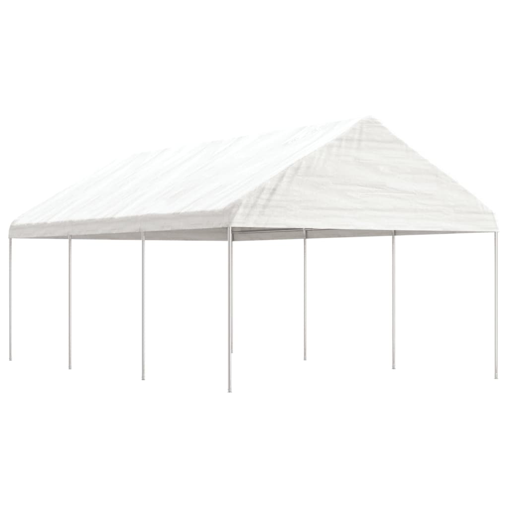 Pavillon mit Dach Weiß 4,46x4,08x3,22 m Polyethylen