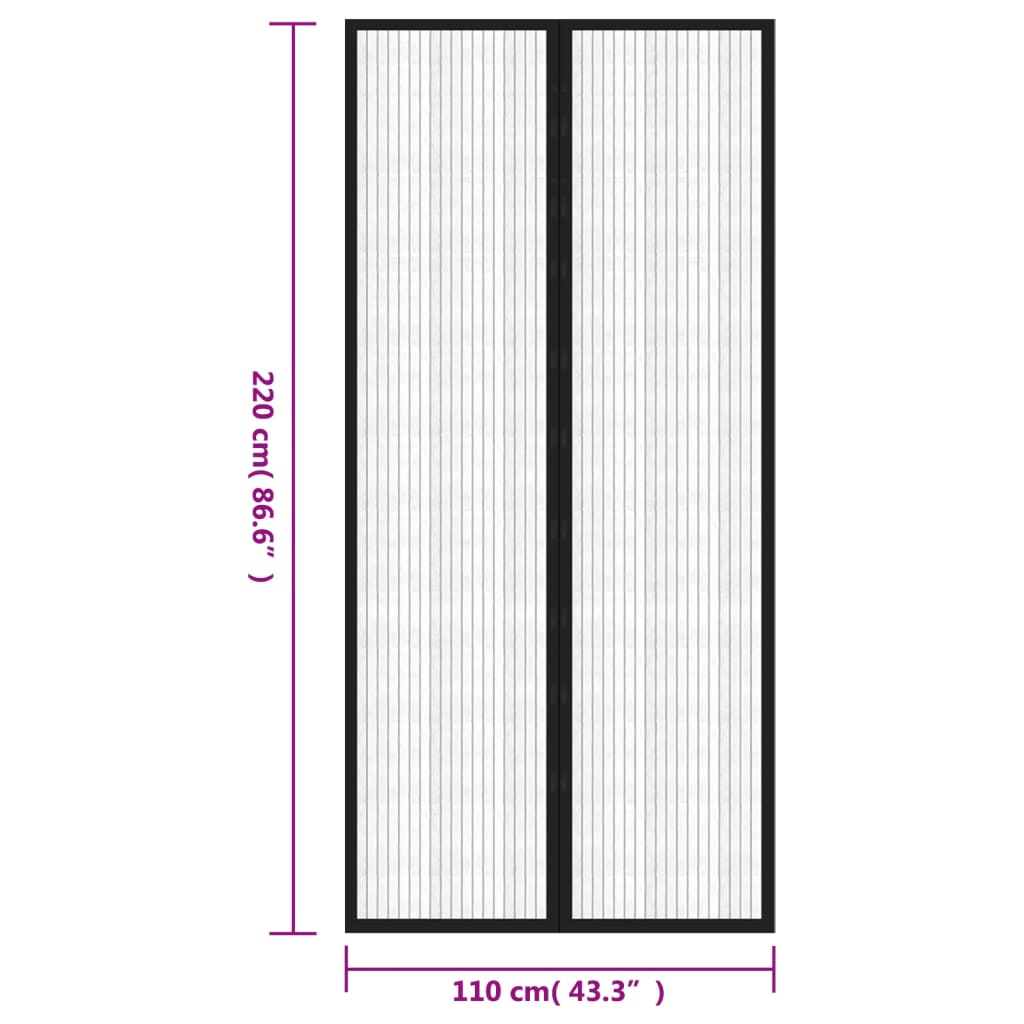 Fliegengitter-Türvorhänge 2 Stk. Magnet Schwarz 200x80 cm