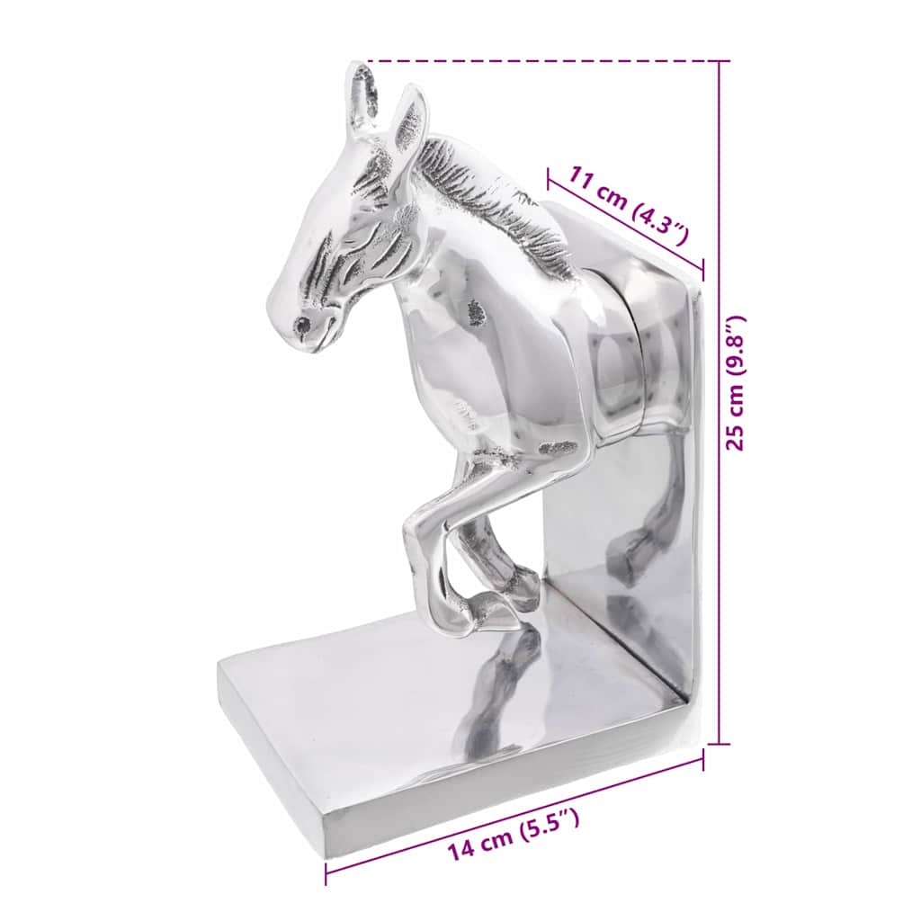 Buchstützen 2 pcs Silber 12 x 9 x 19 cm Aluminium