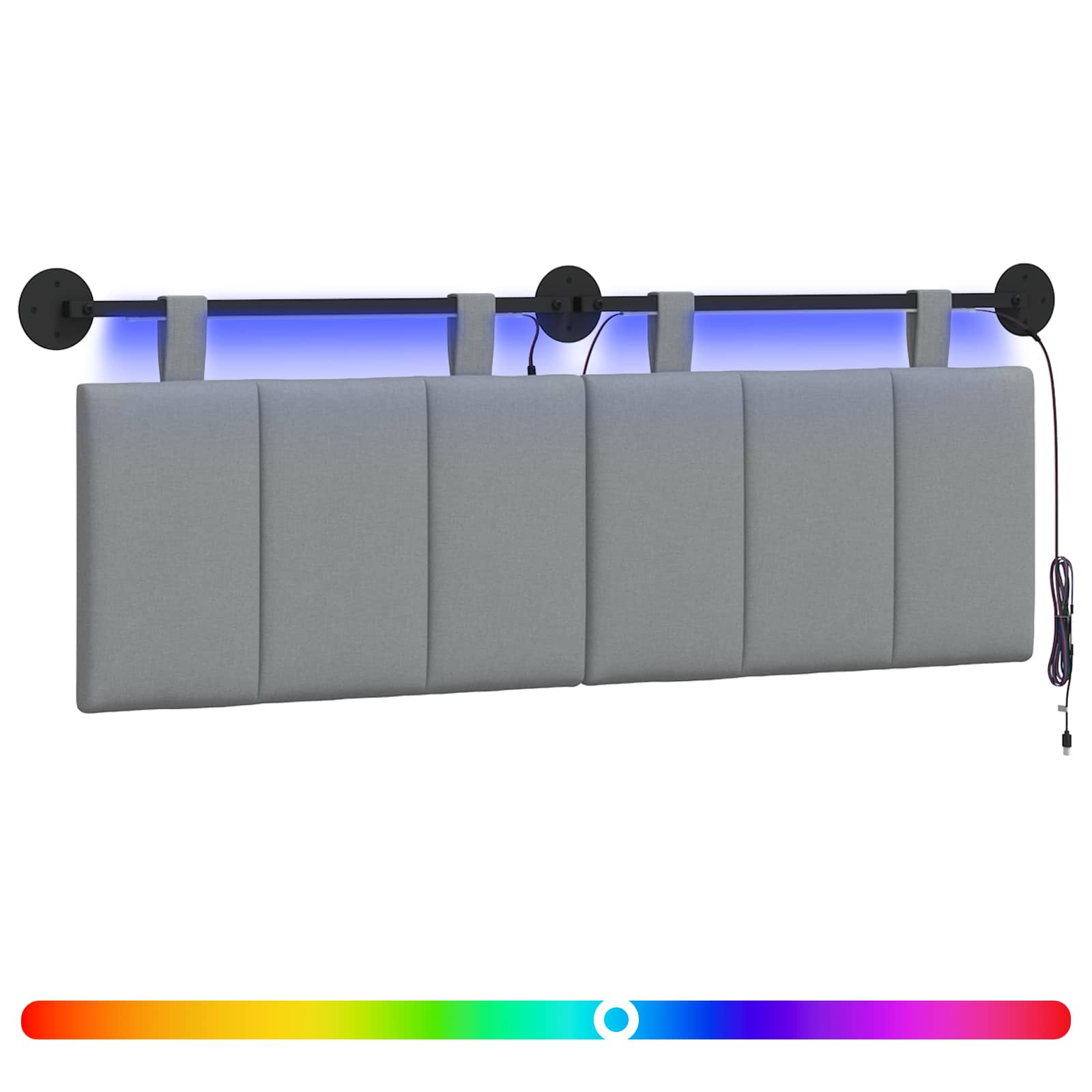 Hängendes Kopfteil Mit LED Licht Wolkengrau Stoff
