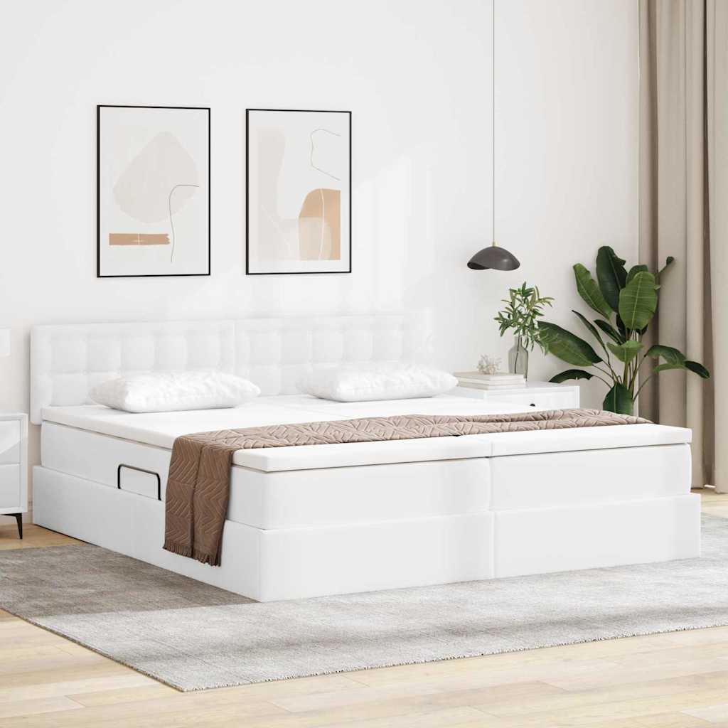 Bett mit Stauraum und LED Schwarz 180 x 200 cm Kunstleder