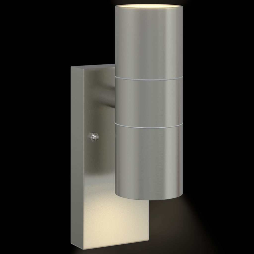 Außenwandleuchte Silber 7 x 10 x 22 cm Edelstahl und Glas